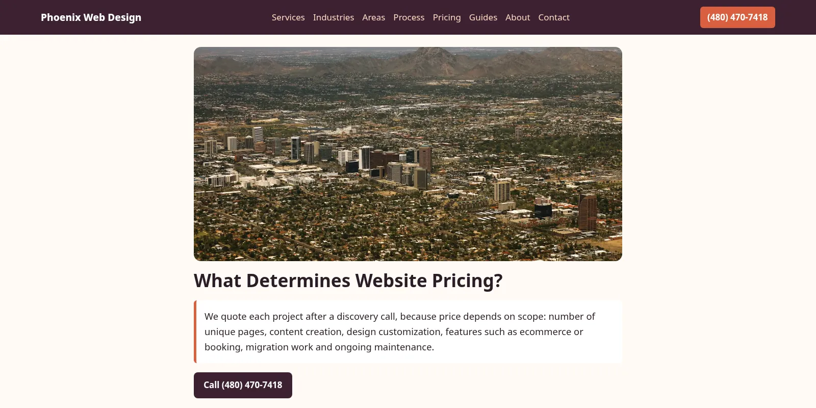 Illustrated web page wireframe over a dusk desert landscape